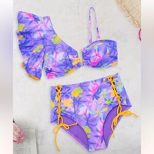 Tropical Print 2 Piece Bikini Swim Set